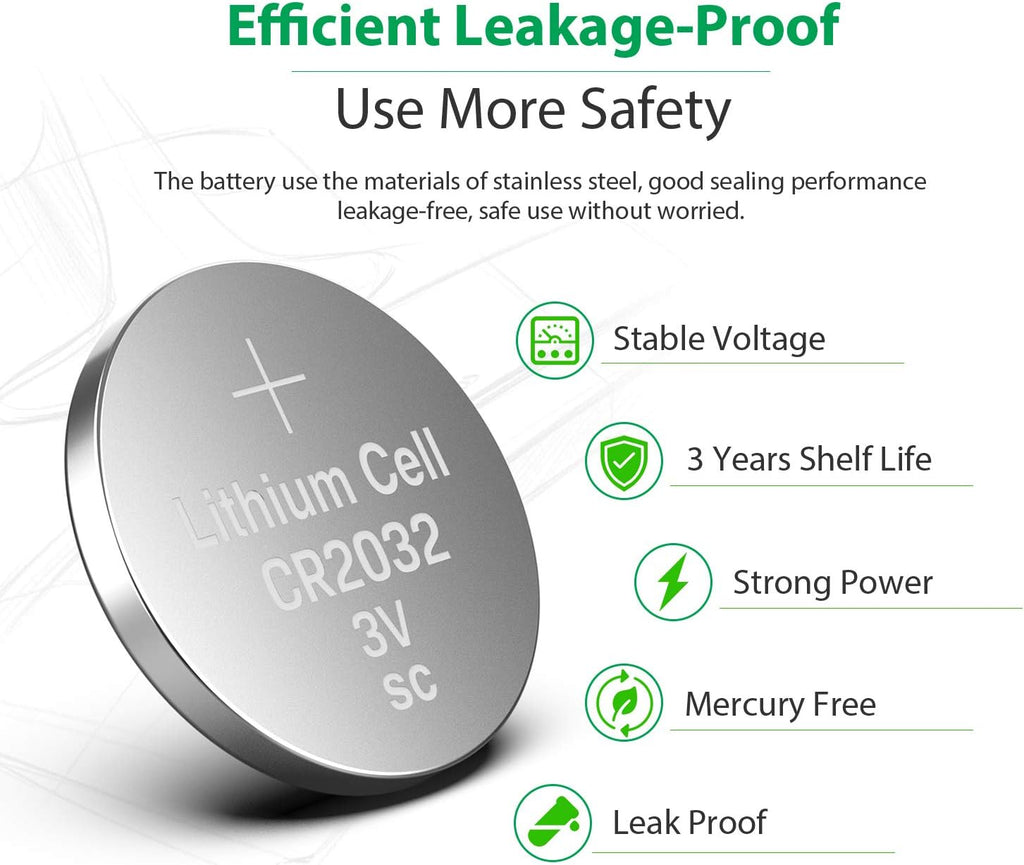 LiCB CR2032 Battery 3V Lithium 5PCS (CR 2032 / Batteries CR2032 / DL2032 / ECR2032/) for Computer motherboards,Remotes,LED lights,Glucometers,Toys,Car key,Scales.