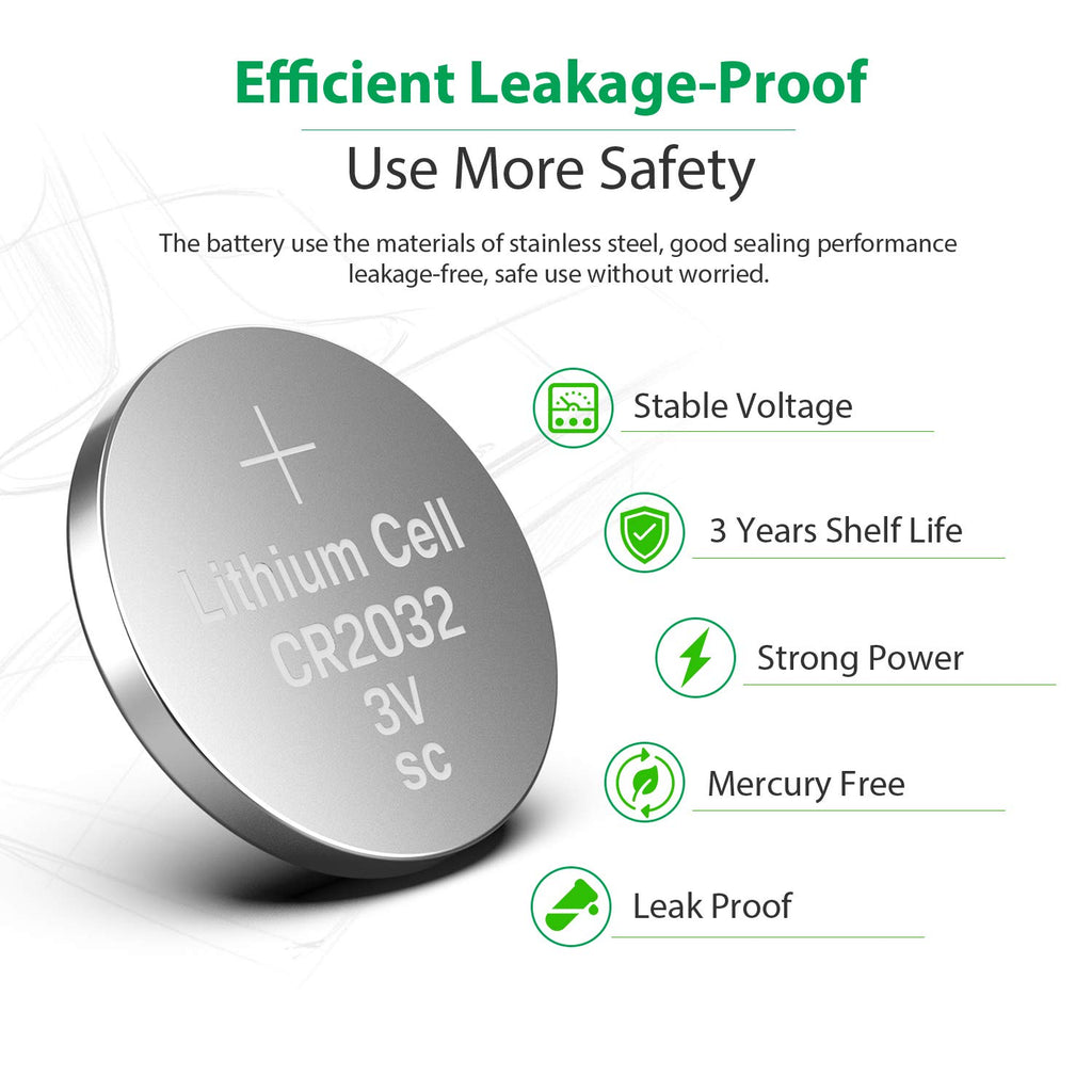 LiCB CR2032 Battery 3V Lithium 5PCS (CR 2032 / Batteries CR2032 / DL2032 / ECR2032/) for Computer motherboards,Remotes,LED lights,Glucometers,Toys,Car key,Scales.