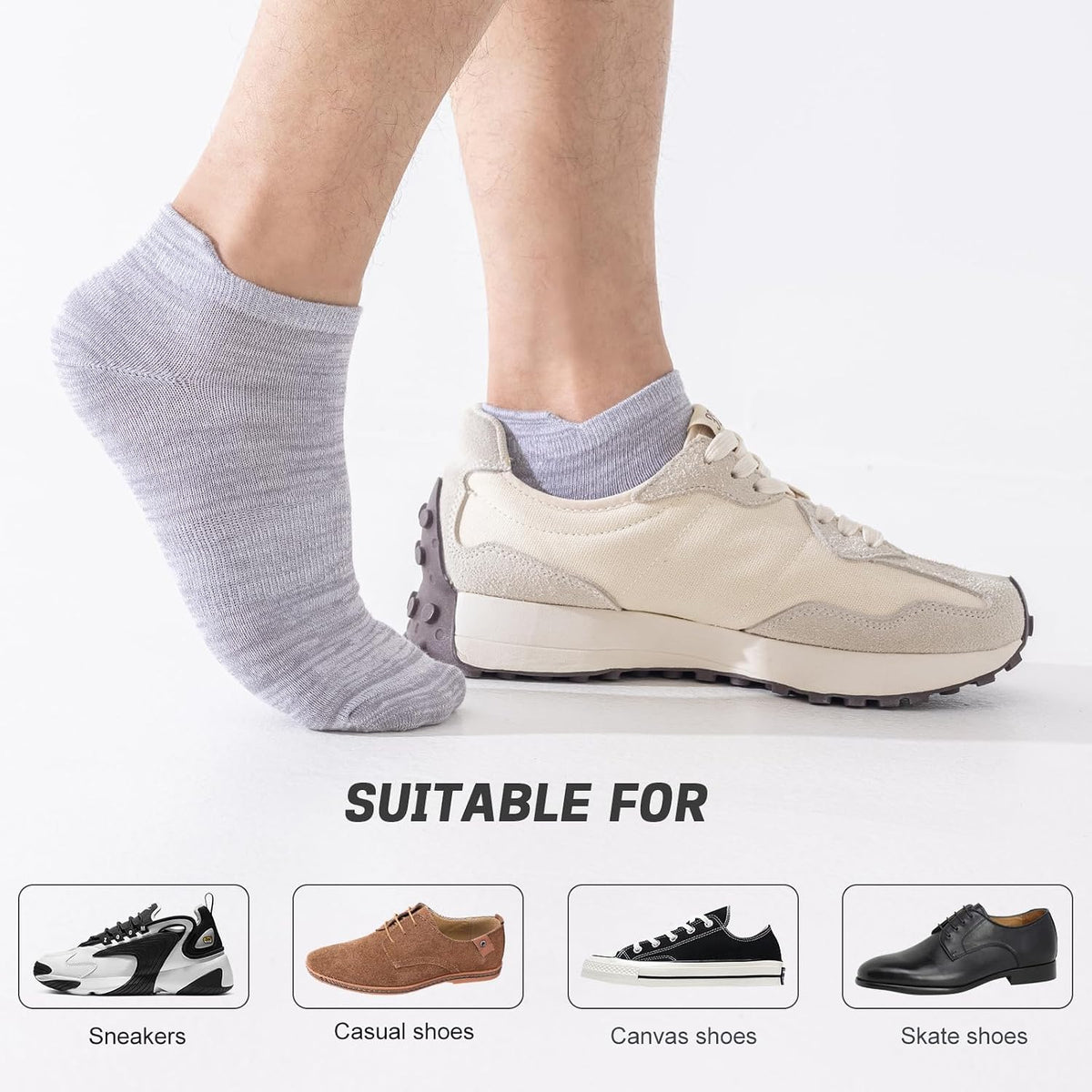 Niorasen Bamboo Trainer Socks for Men & Women, 6 Pairs, Low Cut