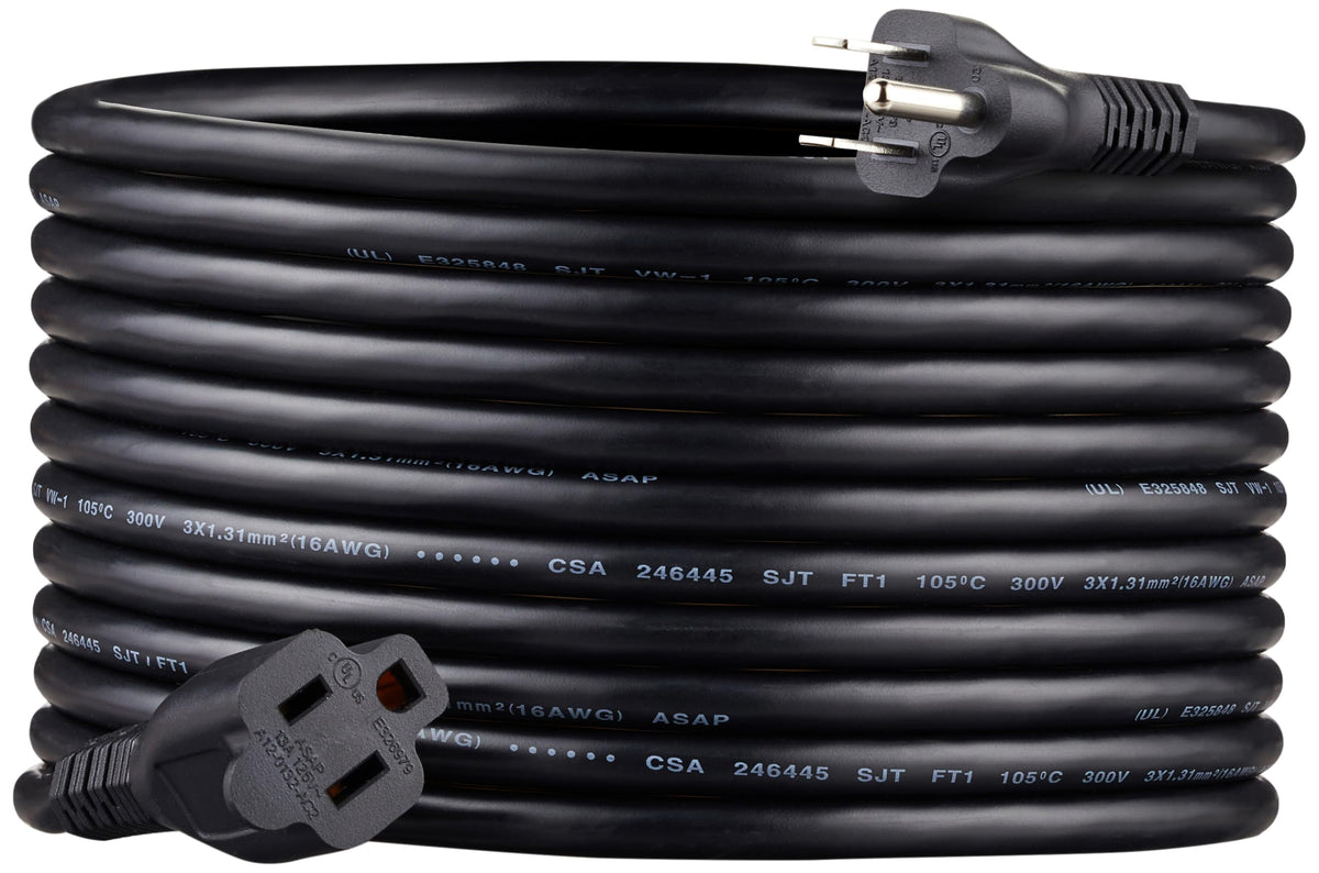 Amazon Basics Extension Cord, 3 Prong Outlet Extender, Indoor Power Cord, 13 Amps, 125V, 6 Ft, Black