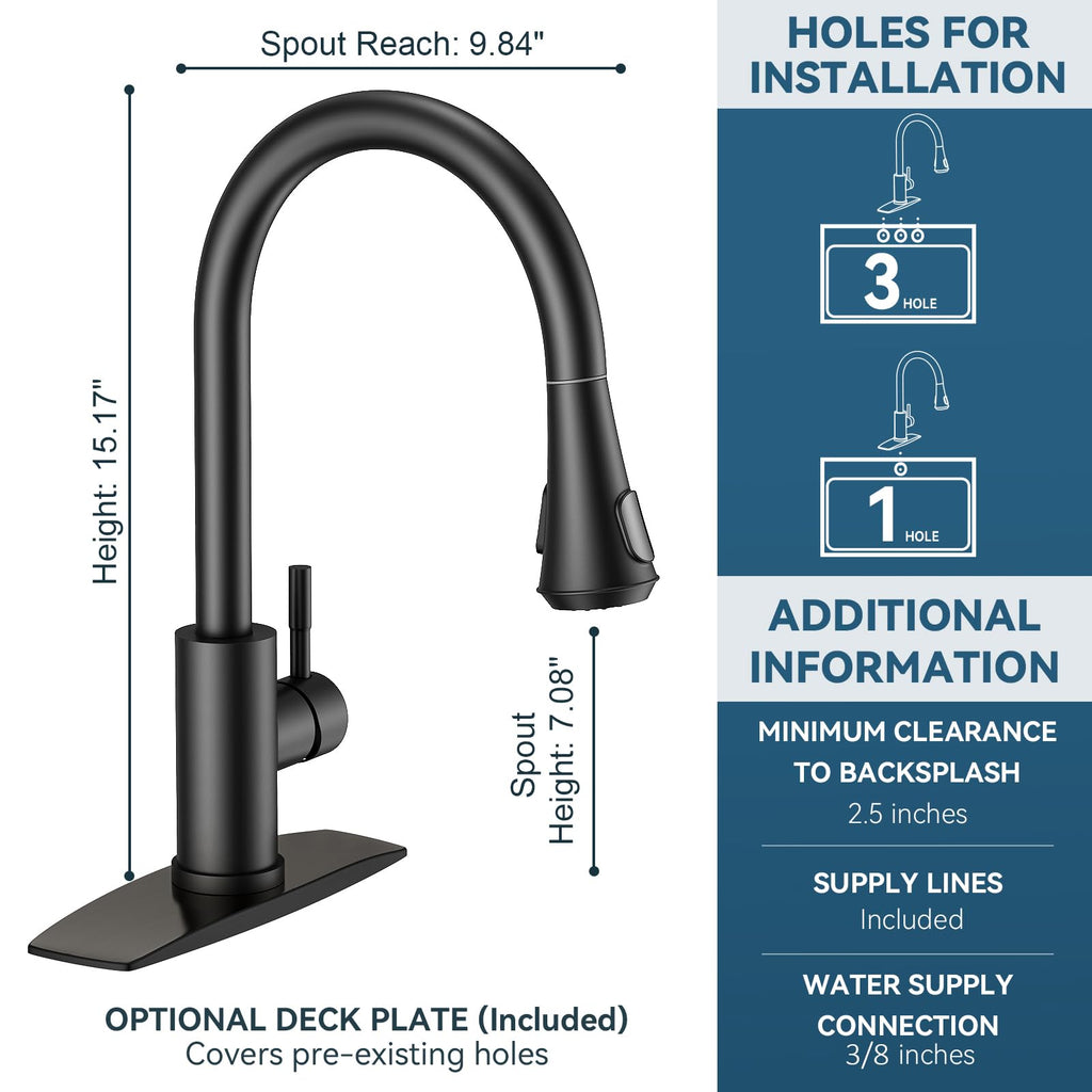 FORIOUS Kitchen Faucet with Cup Washer, Pull Down Sprayer, Brushed Nickel