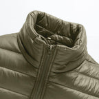 Men Winter Warm Down Jacket Long Sleeve Quilted Coats Casual Puffer Jackets Mens Outdoor Ski Hiking Windproof Stand Collar Full Zip Outwear Solid Color Thermal Coat