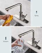 FORIOUS Kitchen Faucet with Cup Washer, Pull Down Sprayer, Brushed Nickel