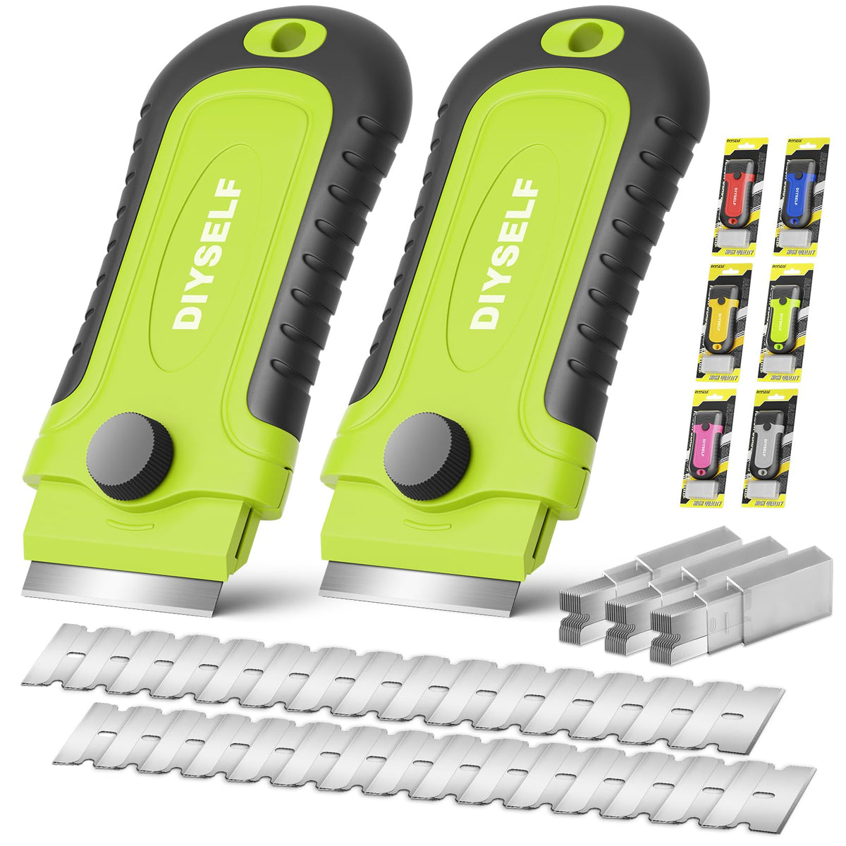 DIYSELF 1 Pack Razor Blade Scraper with 15 Extra Blades, Scraper Tool