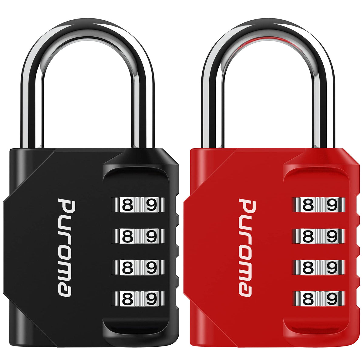 Puroma 2 Combination Lock Locker 4 Digits Combo Padlock Gym Silver & Black