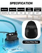 AgiiMan 850GPH Pool Cover Pump, Submersible Sump Pump above Ground