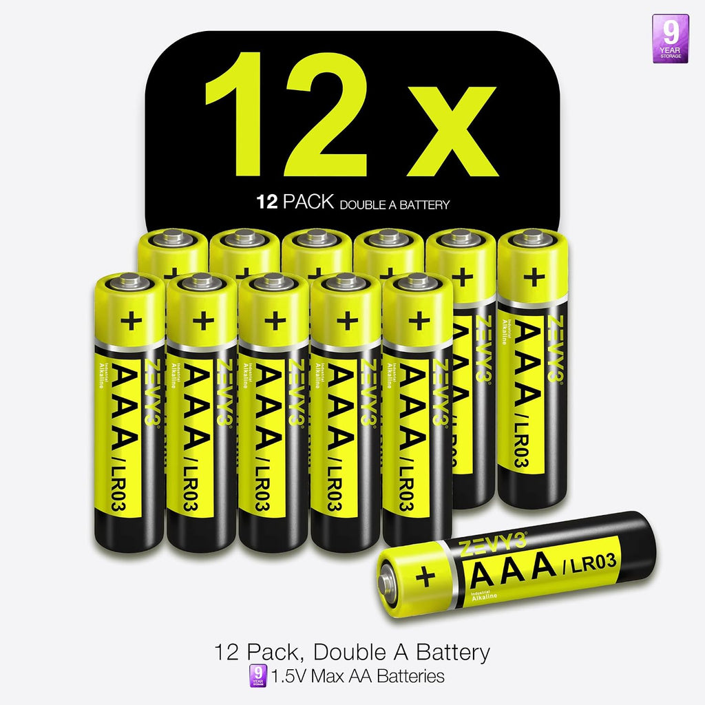 AAA Batteries 12 Pack, Long Lasting Alkaline Batteries, Leak-Proof, High Power, Ideal for Remote Controls, Toys, Clocks & Household Devices