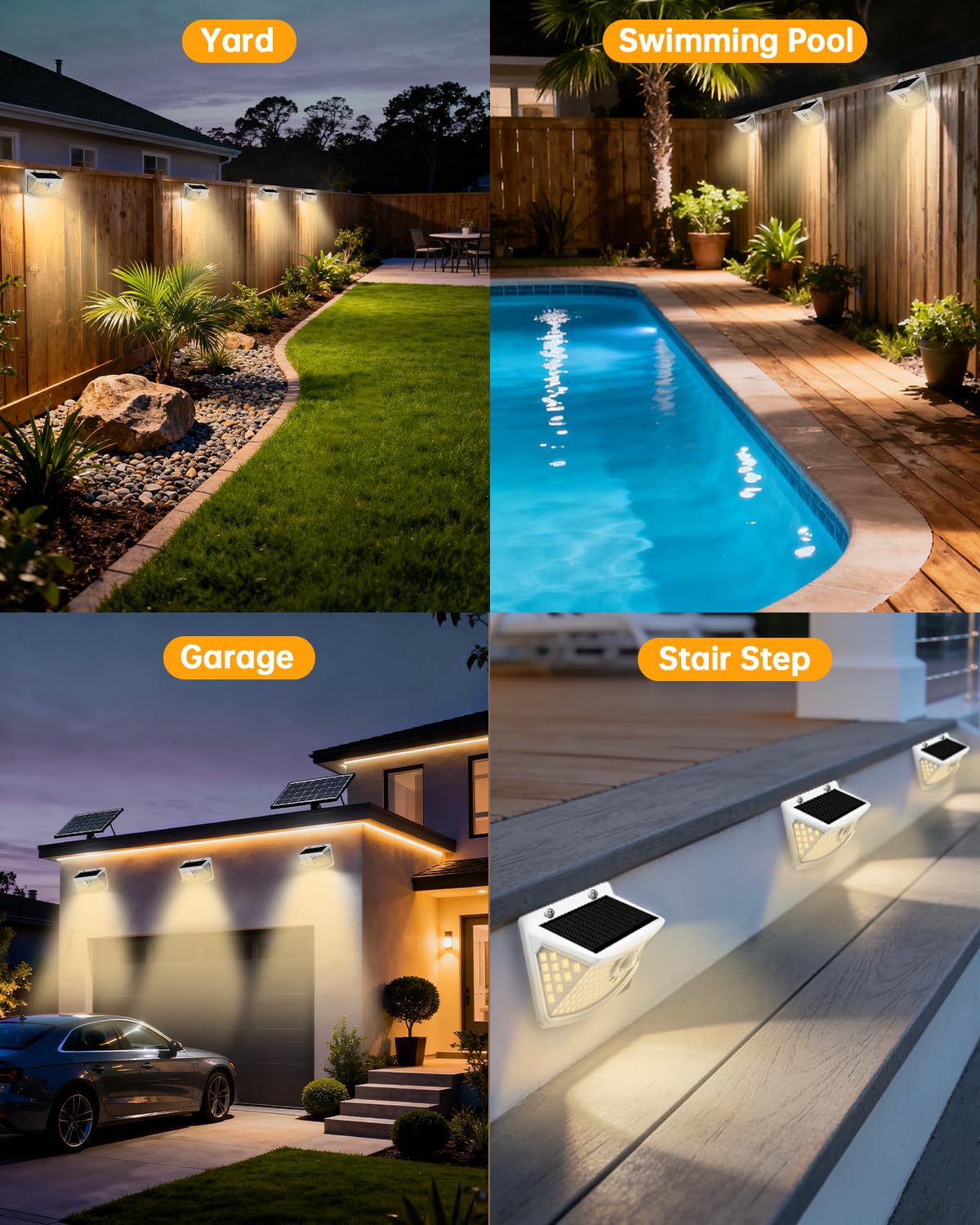 Aootek Solar Motion Sensor Lights Outdoor 120 LEDs, Black, 6 Pack