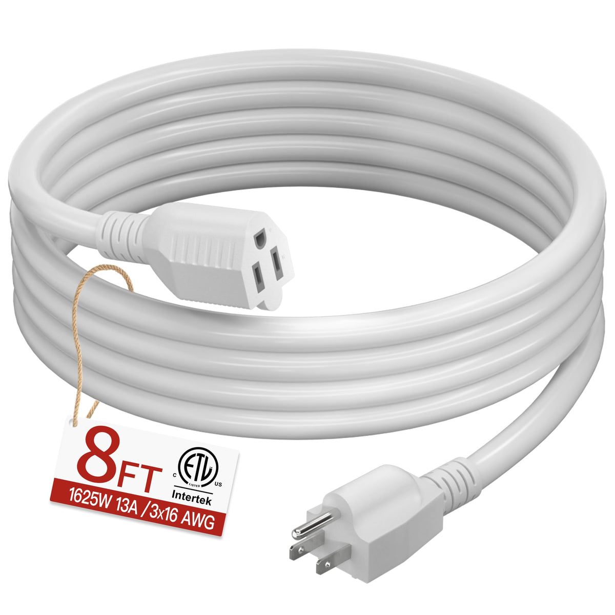 Skrizcable 16/3 15 FT Outdoor Extension Cord Waterproof, Black Power Cord