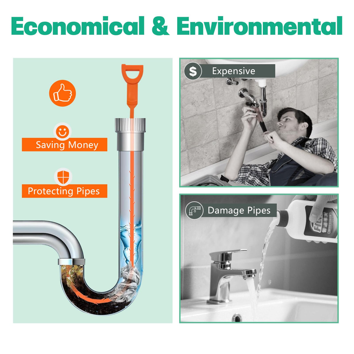 Drain Snake Hair Clog Remover - Shower Sink Unclogger Tool