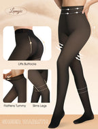 Lnmyic Fleece Lined Thermal Tights That Look Sheer Women Black & Brown