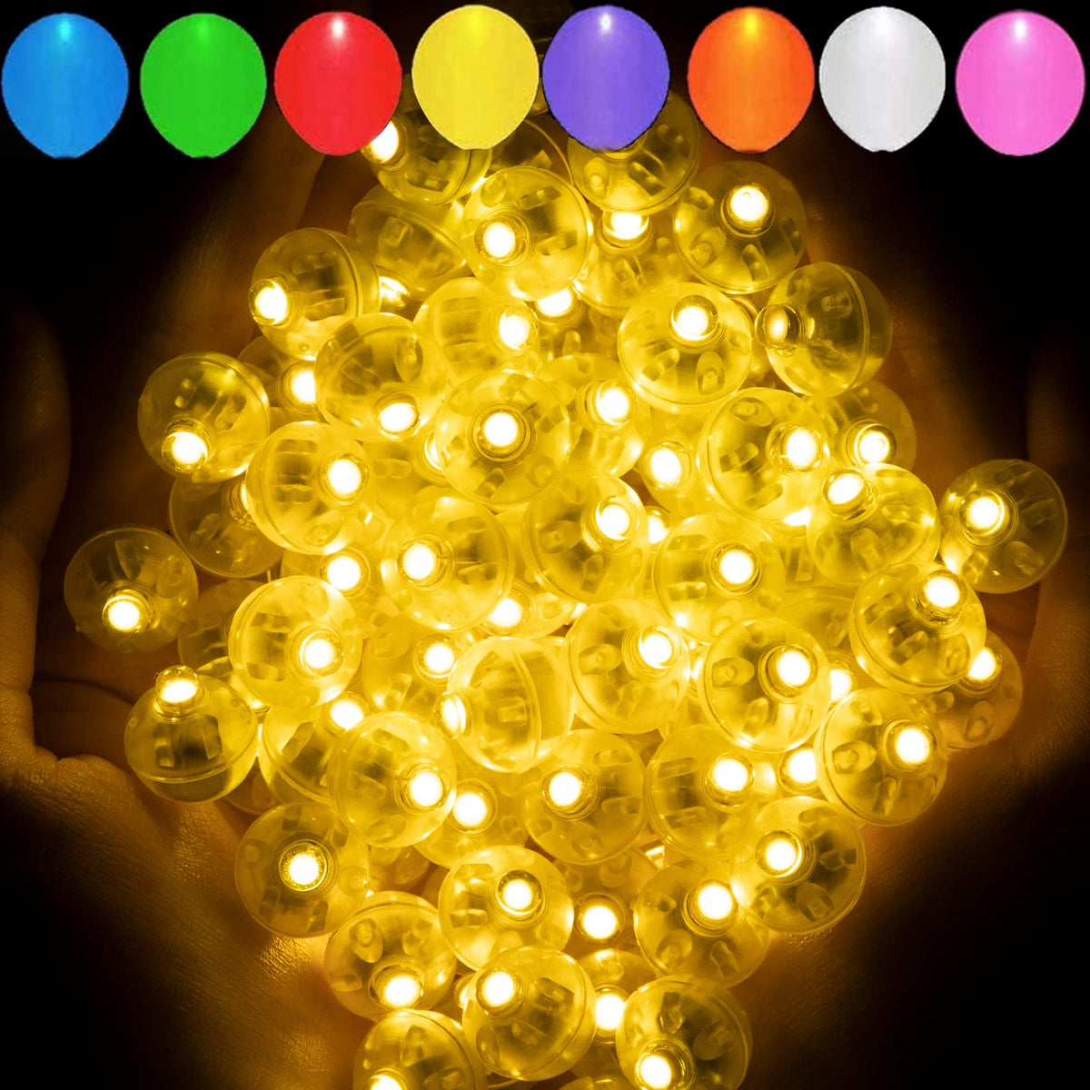 Aogist 200pcs 10-Colors Mini Lights with Hook,Long Standby Time Waterproof LED Balloon Light,Battery Powered,Ball Lamp for Balloon Paper Lantern Birthday Party Christmas Halloween