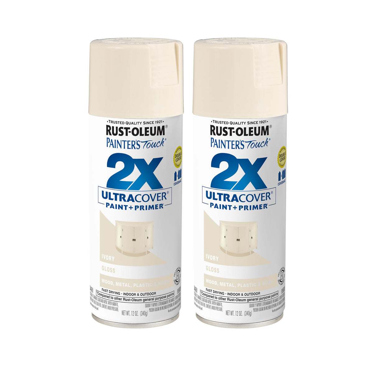 Rust-Oleum 334023-6PK Painter's Touch 2X Ultra Cover Spray Paint, 12 oz, Gloss Almond, 6 Pack
