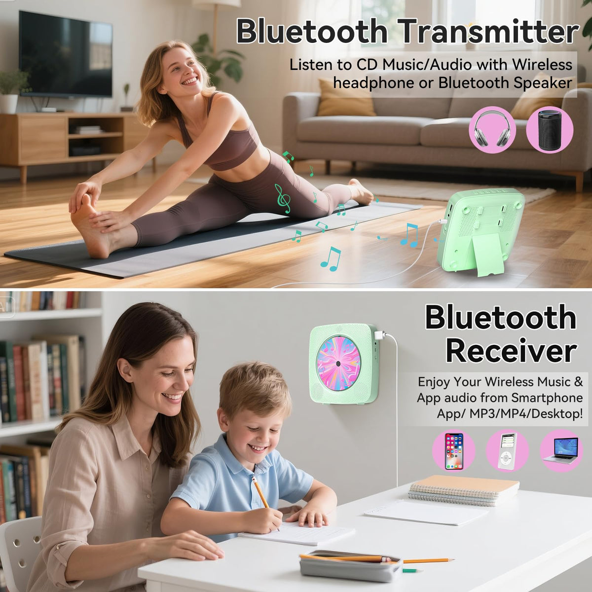 CD Player Portable: Kegaudio CD Players for Home with Speakers Bluetooth
