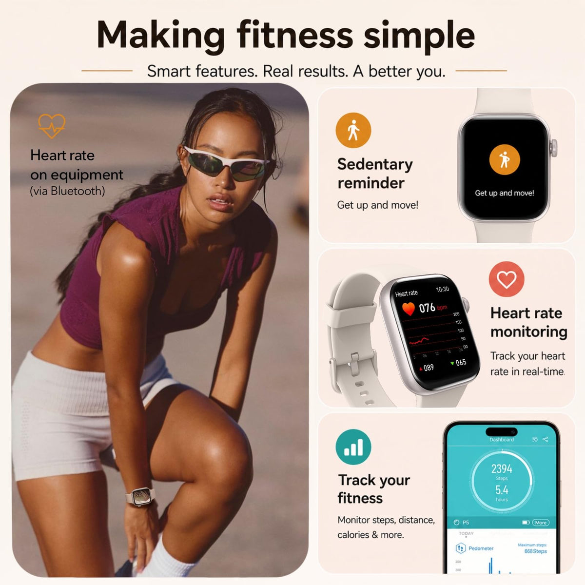 Smart Watch for Men Women Answer/Make Call, 1.85" Smartwatch, Fitness Watch with Heart Rate Blood Pressure Sleep Monitor,IP68 Waterproof Step Counter Watch Compatible Android IOS black