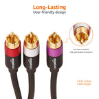 Amazon Basics 2 RCA Cables for Amplifier, Active Speakers or Subwoofer, 1.2 m, Black