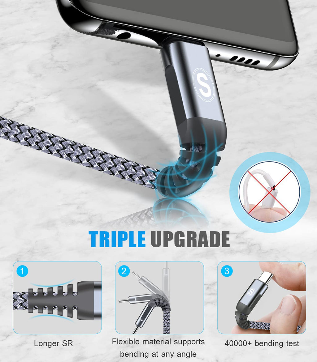 2-Pack 2m 60W USB C to USB C Charger Cable, PD Type C Super Fast Charging for iPhone 17 air 16 15 MacBook iPad Pro, Samsung Flip Fold 7 6 5 S26 S25 S24 S23 Ultra, Steam Deck, Nintendo Switch etc