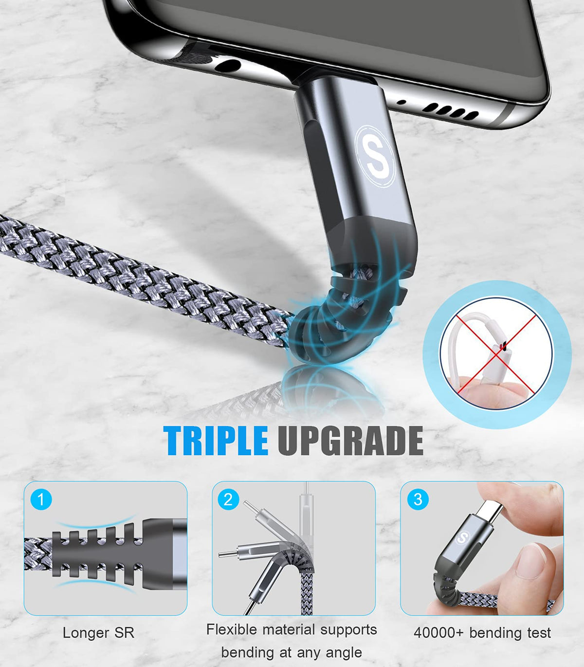 2-Pack 2m 60W USB C to USB C Charger Cable, PD Type C Super Fast Charging for iPhone 17 air 16 15 MacBook iPad Pro, Samsung Flip Fold 7 6 5 S26 S25 S24 S23 Ultra, Steam Deck, Nintendo Switch etc