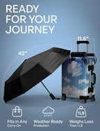 Repel Windproof Travel Umbrella - Compact & Withstands Winds up to 100MPH, Strongest Premium Auto Folding Umbrella for Rain and Sun - Durable, Light & Portable for Women & Men, Fits Backpack & Cars