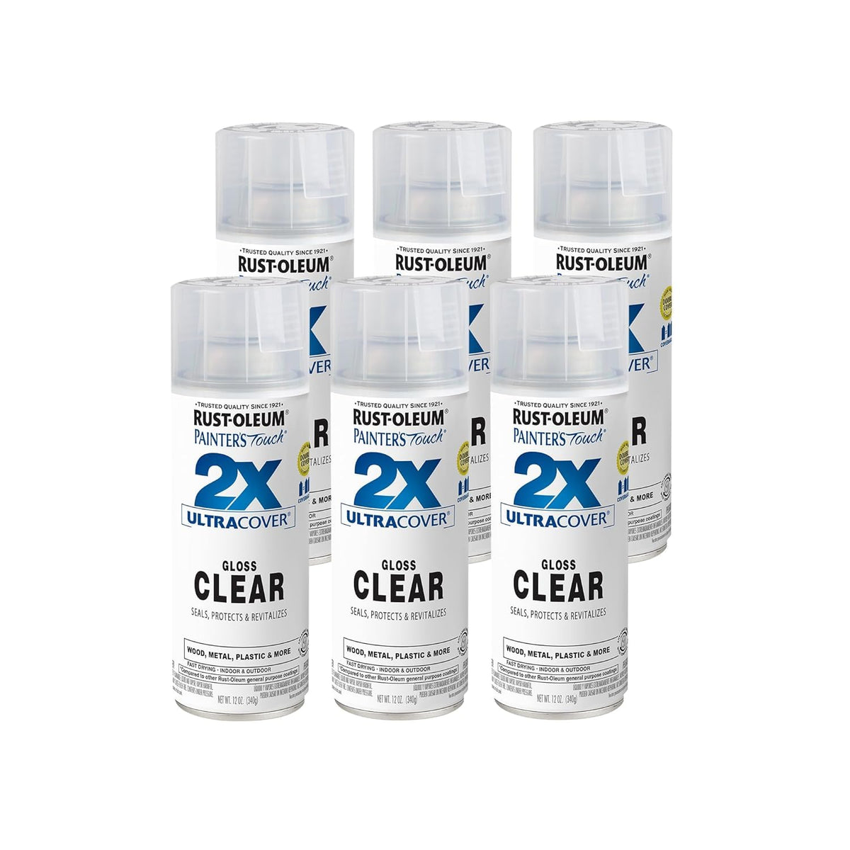 Rust-Oleum 334023-6PK Painter's Touch 2X Ultra Cover Spray Paint, 12 oz, Gloss Almond, 6 Pack