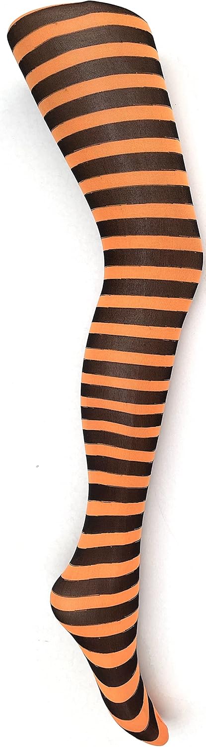 MYSASI Girls Striped Tights – Soft & Stretchy – Ages 6–14 – Perfect for School, Dance, Everyday Wear & Halloween - Kids Striped Machine washable tights - Halloween and party tights for kids