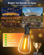 Brightown 52FT Solar String Lights Outdoor Waterproof, Last 30+ Hrs Runtime