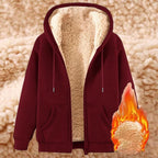 Womens Teddy Fleece Hoodies Sherpa Lined Fuzzy Jacket with Pockets Full Zip Hooded Adjustable Sweatshirts Ladies Winter Warm Jumper Coat Outwear Thermal Outfits Clothing