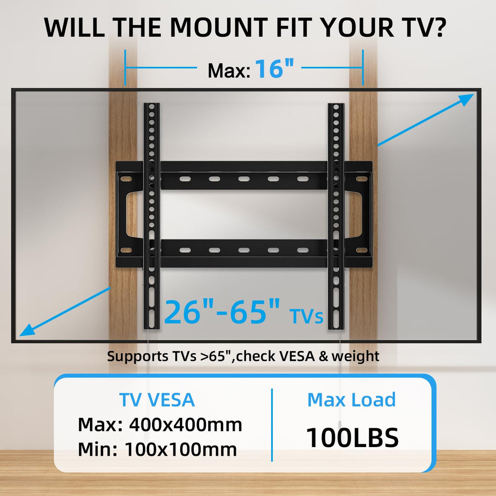 HOME VISION Heavy Duty Fixed TV Wall Bracket for 32-86 Inch Flat Screens