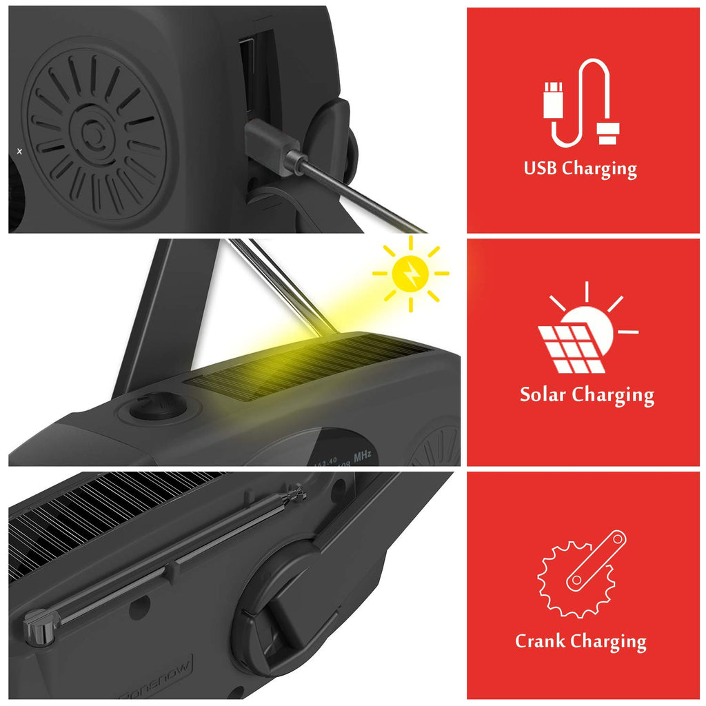 2000mAh Wind Up Solar Radio, Emergency Weather Radio,FM/AM Hand Crank Radio