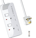 PIBEEX Extension Lead 2 Way Plug Sockets with Individual Switches Wall Mountable Power Strip 3M Extension Cable 13A Fused UK Plug 3250W