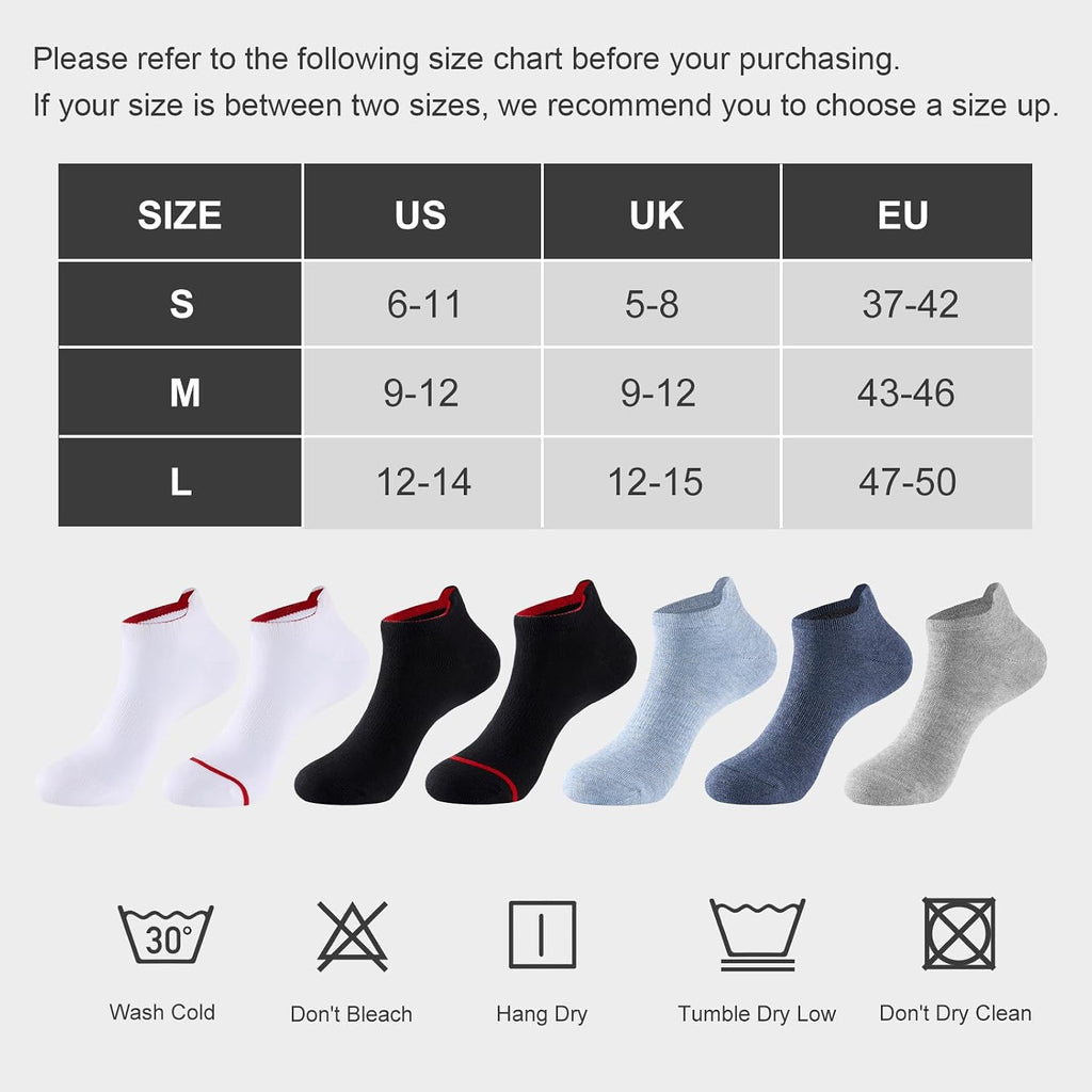 Niorasen Bamboo Trainer Socks for Men & Women, 6 Pairs, Low Cut