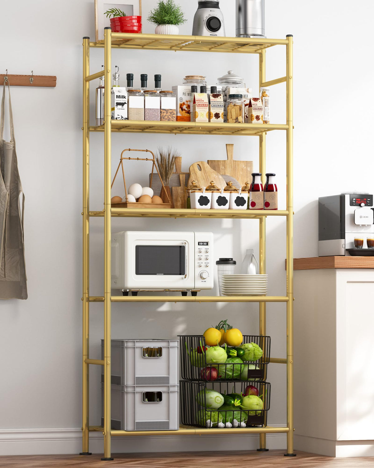 Sakugi Storage Shelves - 5 Tier Shelf Organizer, Heavy Duty Garage Shelving Unit with Leveling Feet, Stable Metal Shelves Organizer for Pantry, Kitchen and Closet, 33.0" W x 12.6" D x 72.0" H, Black
