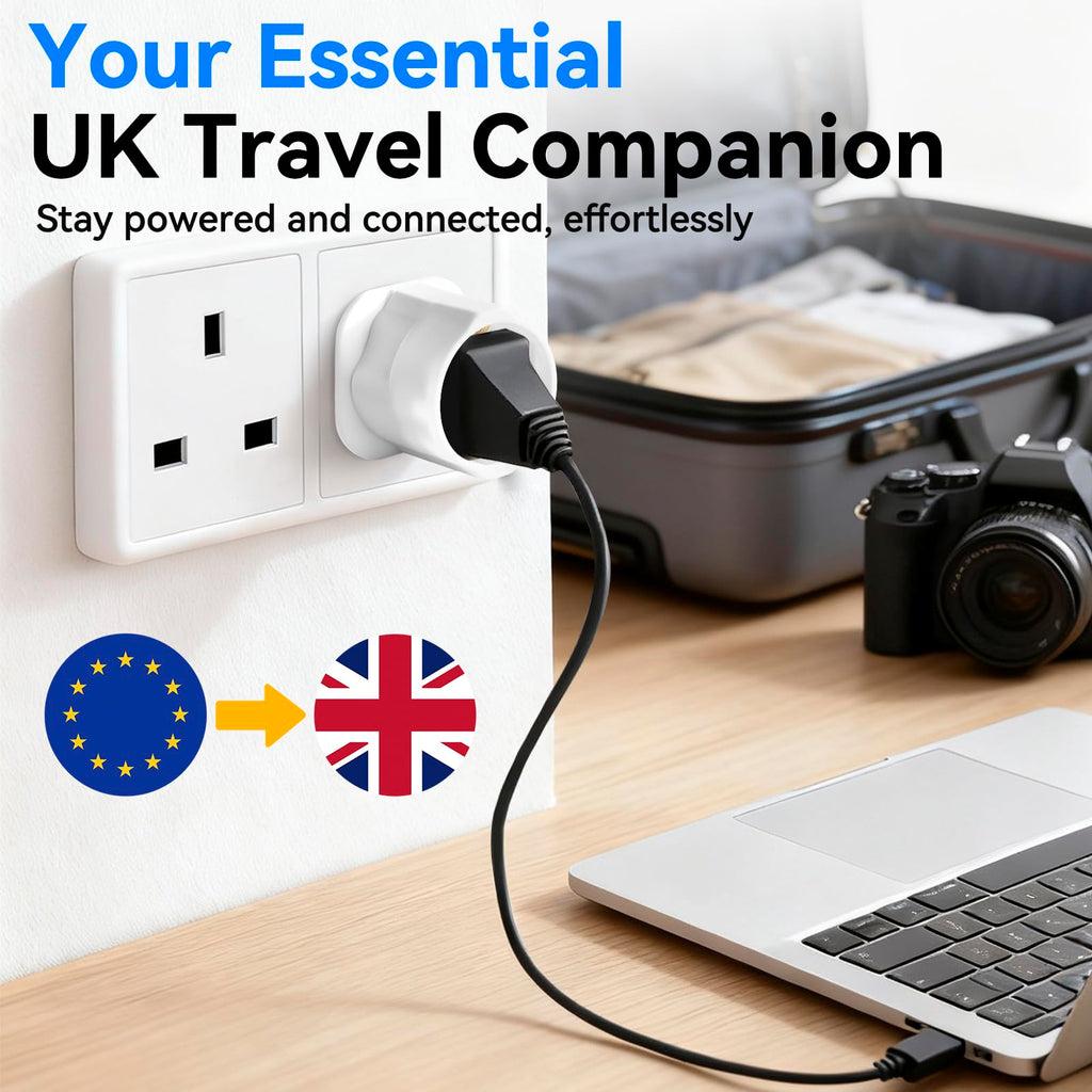 VGUARD European to UK Plug Adaptor, BS8546 Certified EU to UK Adapter