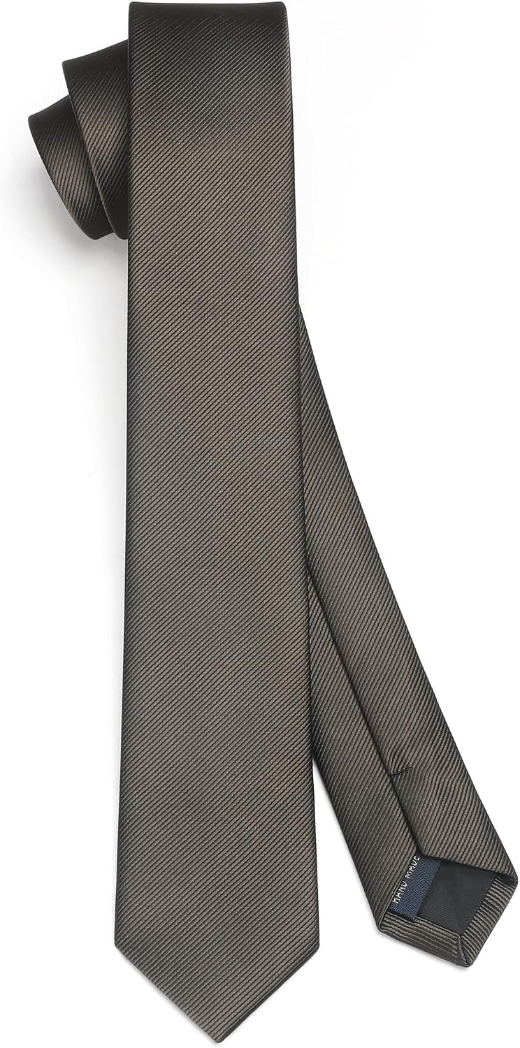 HISDERN Skinny Tie Solid Color 6cm Slim Ties for Men Wedding Classic Formal Business Necktie