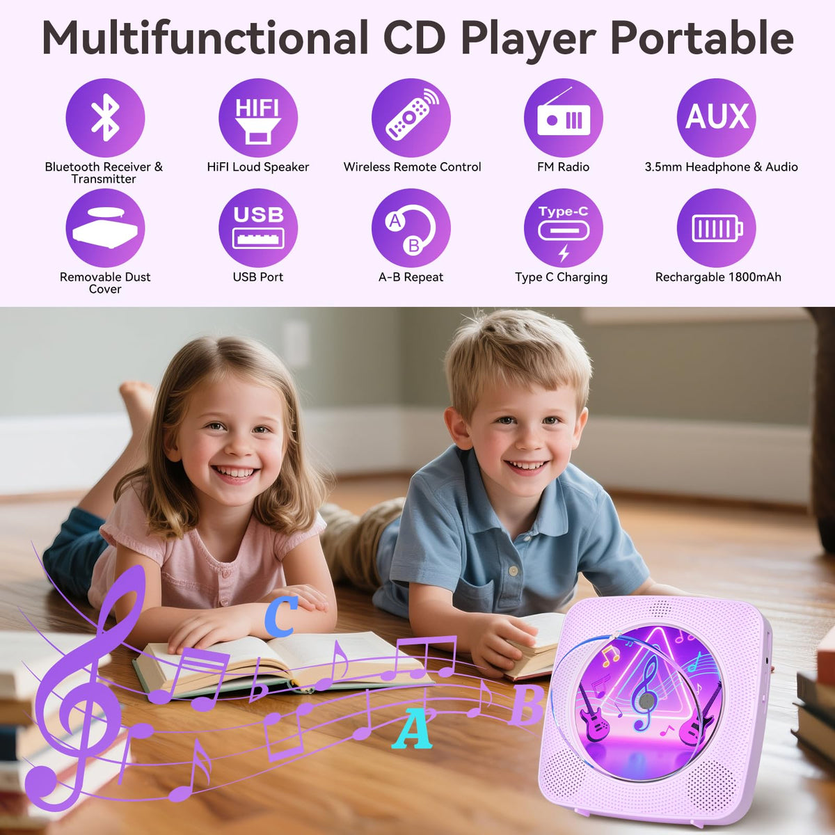 CD Player Portable: Kegaudio CD Players for Home with Speakers Bluetooth