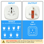 Double Dragon 2-Pack UK Electric Toothbrush & Shaver Plug Adapter | 2-Pin to 3-Pin Bathroom Converter | Supports UK EU Round & US Flat 2-Pin Plugs | 1A Fused | Compatible with Oral-B, Braun, Philips