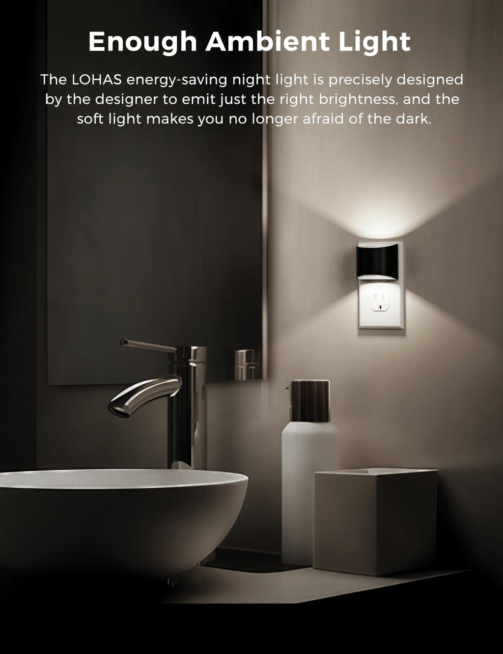 L LOHAS LED Night Lights Plug into Wall, Dimmable Night Light 2 Pack