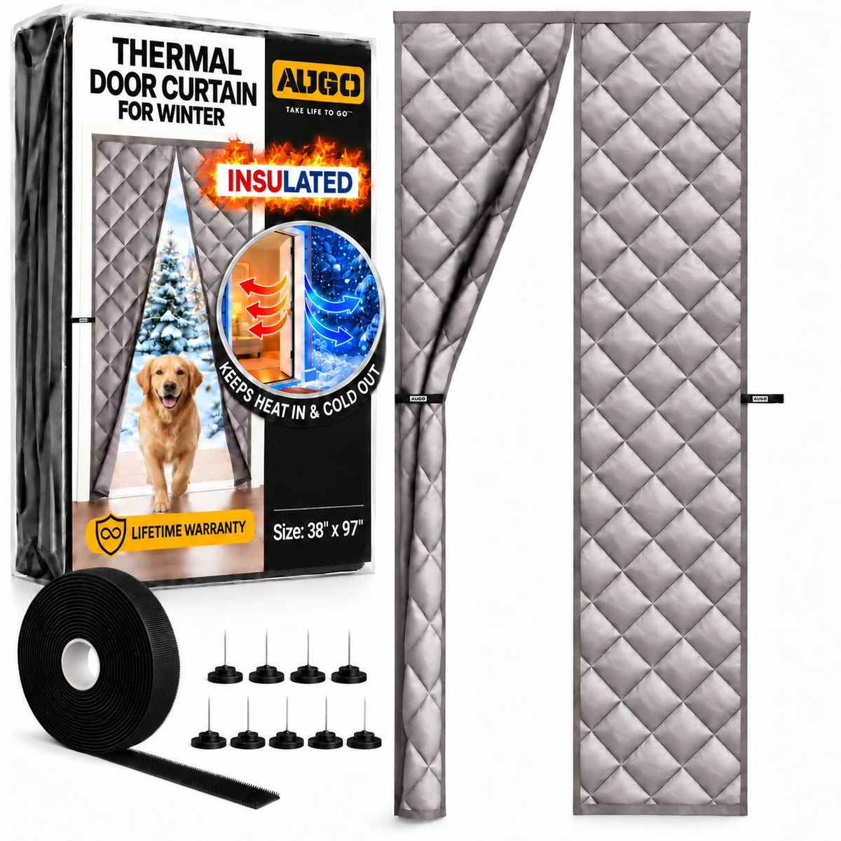 AUGO Magnetic Screen Door Mesh, Heavy Duty 38x83 Inch, Fits 36x82 Inch Door