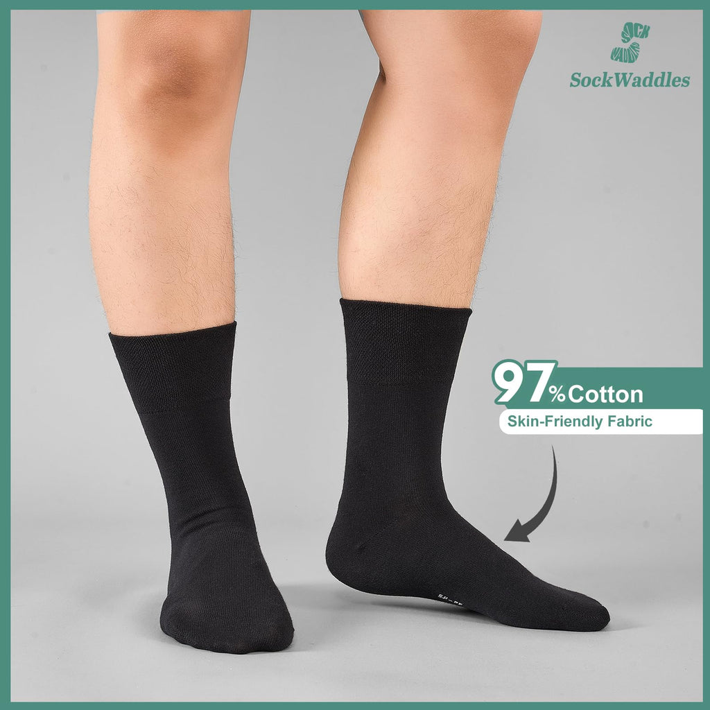 SockWaddles Diabetic Socks for Men & Women, 6 Pairs, Soft Loose Top