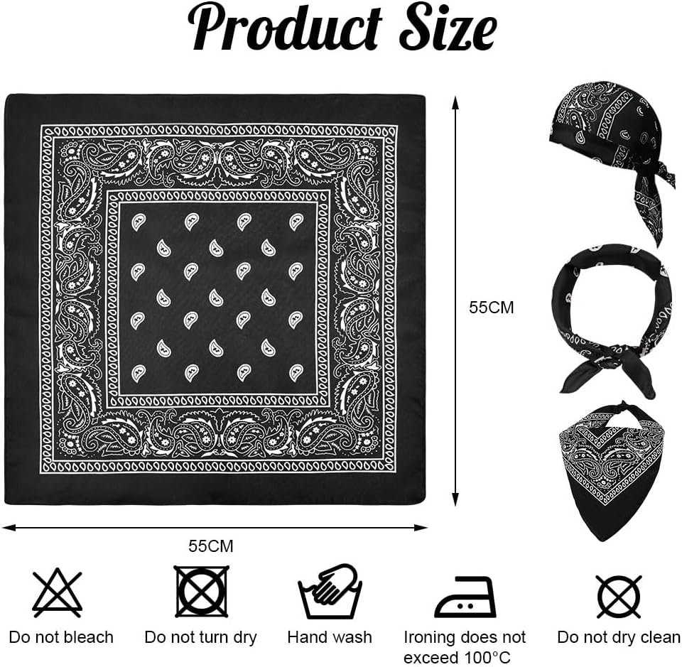 Aomig Bandana Head Scarf for Men and Women, Stylish Cowboy Headband Handkerchief, Multi-purpose Hair Scarf Paisley Print Unisex Headwraps, Bib Party Face Covering Headwear for Motorcycling