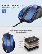 TECKNET USB Wired Mouse,6400 DPI Optical,6-Button Ergonomic Computer Mouse