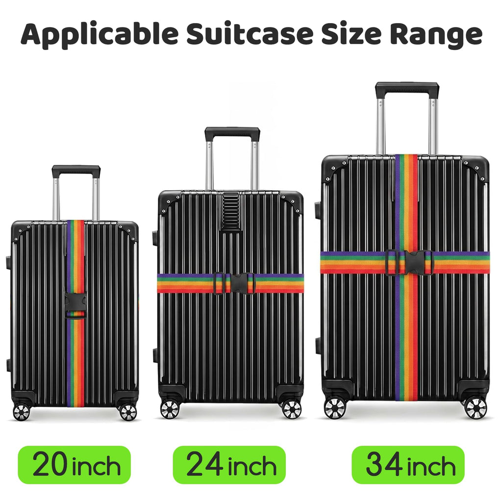 WISYOK Luggage Straps Extended, 4 Pack, 130-250cm Adjustable, Pink SkyBlue
