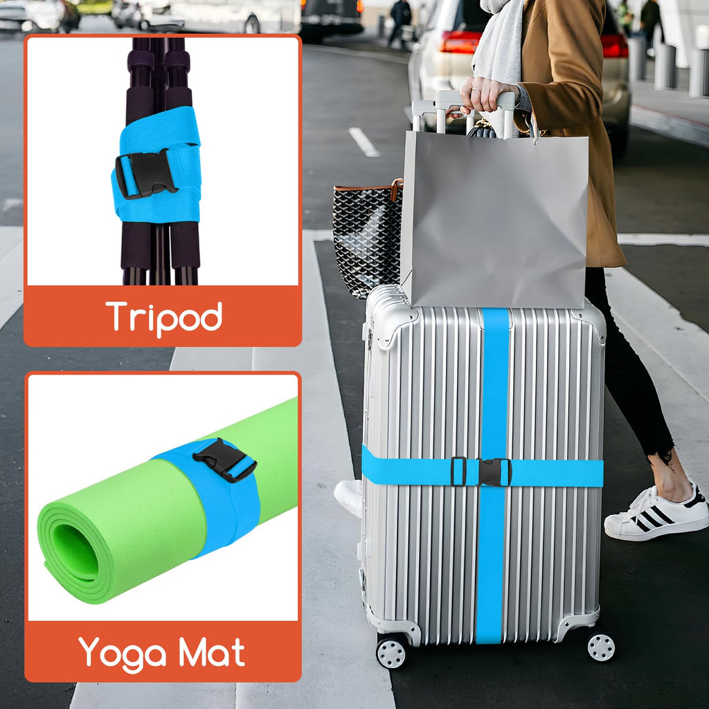 WISYOK Luggage Straps Extended, 4 Pack, 130-250cm Adjustable, Pink SkyBlue
