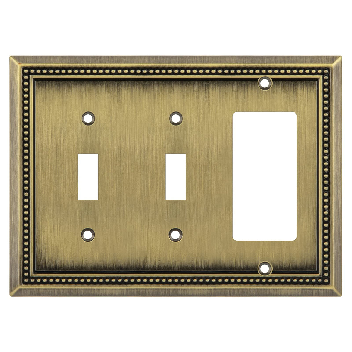 Sunken Pearls Heavy-Duty 4 Toggle Light Switch Plate, Antique Brass, 1 Pack