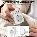 2 Pack UK To European Plug Adapter, 5 IN 1 European Travel Adaptor with 2 USB C & 2 USB A, EU Plug Adapter for Germany Spain France Turkey Greece etc (Type E/F)