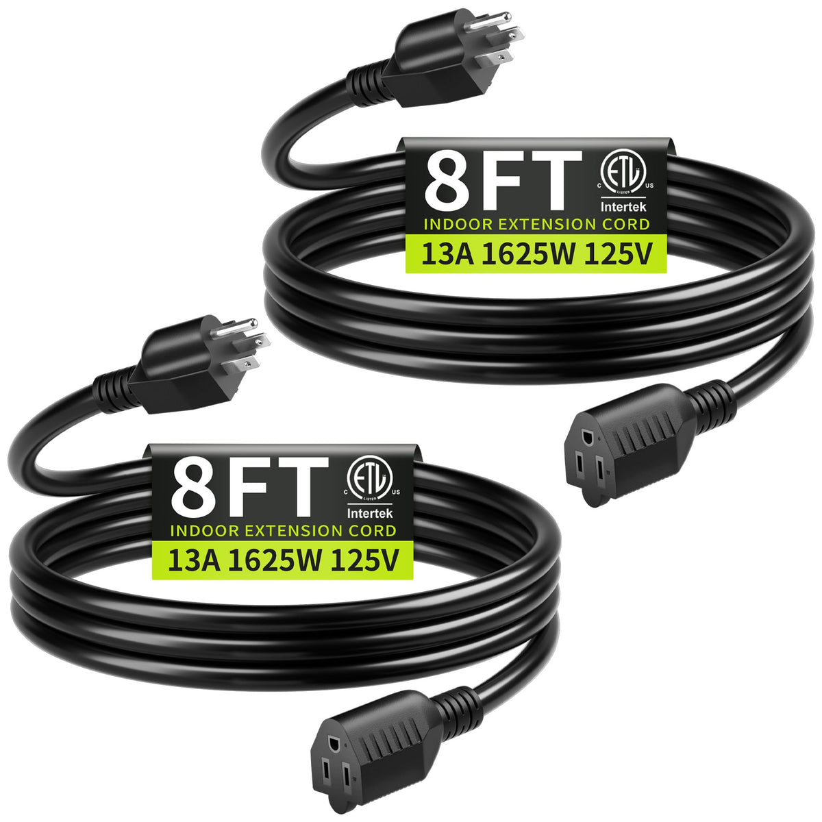 16/3 Black Extension Cord 6 FT Indoor, Short Extension Cord