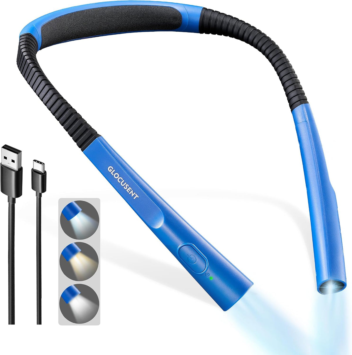 Glocusent Reading Light,Bendable Neck Light,80-hr Rechargeable Book Light