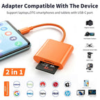 La Brodée SD Card Reader for iPhone iPad, Lightning+USB C Camera Adapter