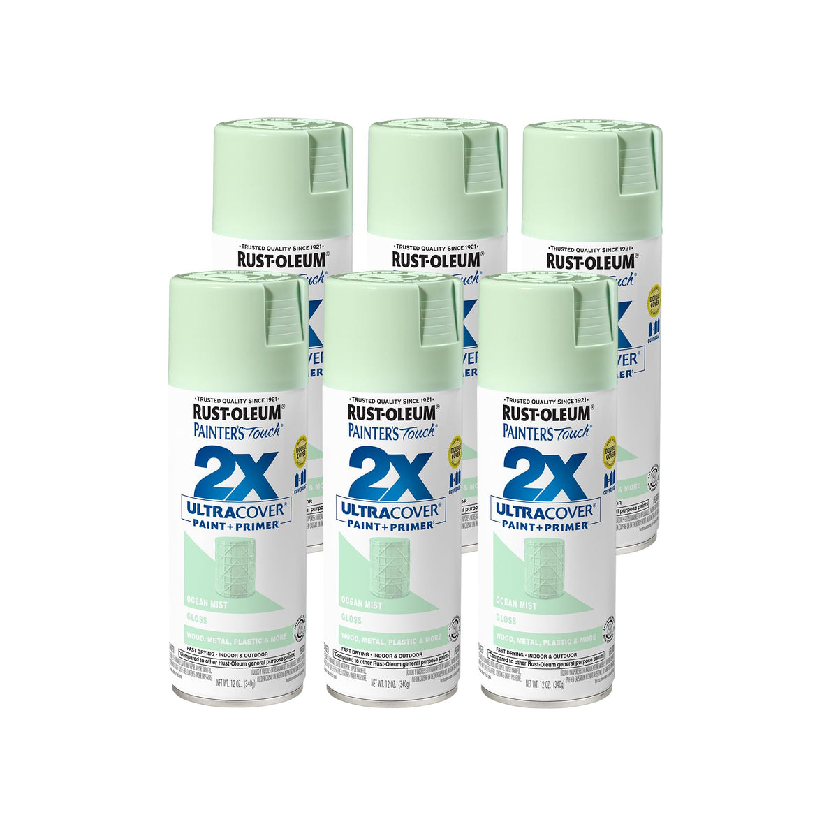 Rust-Oleum 334023-6PK Painter's Touch 2X Ultra Cover Spray Paint, 12 oz, Gloss Almond, 6 Pack
