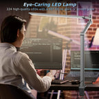 Airlonv LED Desk Lamp with Clamp, 17" Stepless Dimming Light, Black